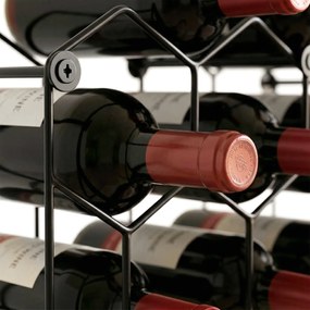 HOMCOM Stojak na wino na 13 butelek z designem plastra miodu, regulowanymi nóżkami, zabezpieczeniem przed przewróceniem, metalowy, 43 x 15,5 x 31 cm, czarny | Aosom PL