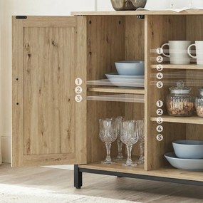 Komoda loftowa dwudrzwiowa z półkami 100 cm Faro 015, dąb Artisan