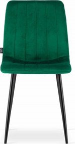 Zielone krzesło do kuchni LAVA aksamitne z czarnymi nogami