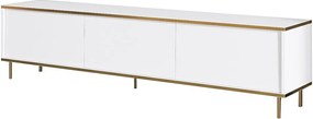 Elegancka szafka pod telewizor – 180 cm – Biało-złota – Płyta wiórowa pokryta melaminą
