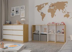 Regał komorowy dąb artisan + biały - Begonis 5x