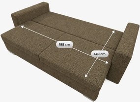 Sofa z Funkcją Spania DRAVOS Brązowa Boucle Japandi