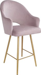 Hoker Velvet krzesło barowe tkanina Welur podstawa metalowa : Kolor nogi - Złota stożek, Kolor tkaniny - VELVET - MG55, Typ siedziska - Siedzisko stałe