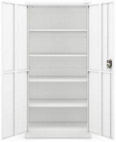 Biurowa szafa metalowa JAN, 900 x 1850 x 400 mm, Smart: biała