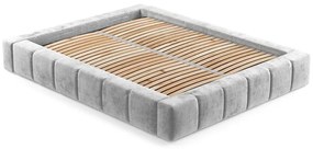 Jasnoszare tapicerowane łóżko dwuosobowe ze schowkiem i stelażem 200x200 cm Aruba L – Maison de Rêve