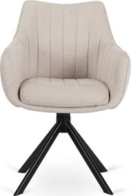 Zestaw Stół Rozkładany IBIZA 160-240 cm Czarny Marmur i 4 Krzesła Tapicerowane MUMBAI Kremowe Nowoczesne