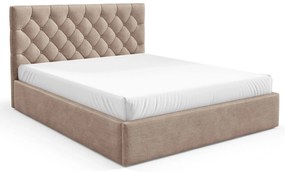 Jasnobrązowe łóżko z pojemnikiem na pościel 3 rozmiary S6-Z04