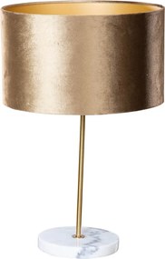 Lampa stołowa mosiężna z brązowym aksamitnym abażurem 35 cm - Kaso