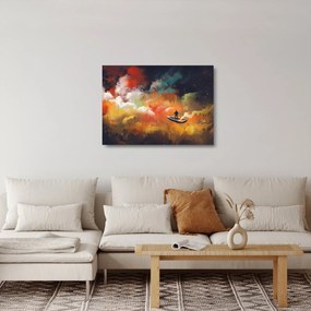 Obraz na szkle - człowiek unoszący się w kosmosie (70x50 cm)