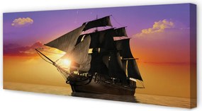Obraz drukowany na płótnie Statek na Tle Kolorowego Nieba