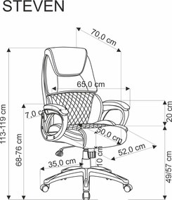 Czarno-szary fotel gabinetowy z ekoskóry Steven Halmar