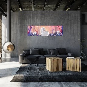 Obraz - Jednorożec w magicznym lesie (170x50 cm)