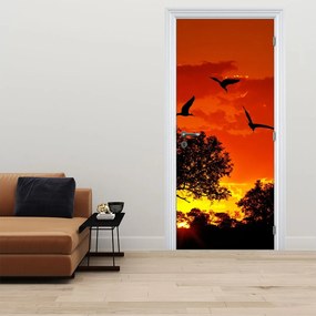 Fototapeta  na drzwi - Ptaki o zachodzie Słońca (95x205cm)