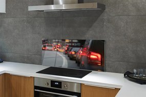 Panel szklany do Kuchni Korki i Światła Wielkiego Miasta