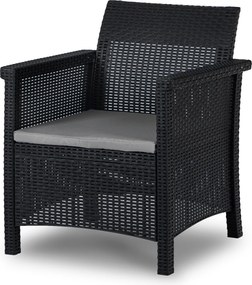 Zestaw mebli ogrodowych Selvo 089 - sofa 2-osobowa, 2 fotele i stolik kawowy, czarny/szary