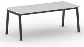 Stół konferencyjny do biura PRIMO BASIC, 200x90 cm, czarna podstawa, biały