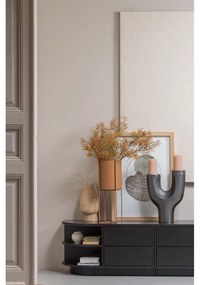 Czarna modułowa szafka pod TV z litego drewna sosnowego 228x40 cm Finca – WOOOD