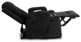 Fotel Masujący BOX 2 Rozkładany z Podnóżkiem Czarny Nowoczesny