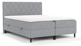 Szare łóżko boxspring ze schowkiem 180x200 cm Gwen – Maison de Rêve