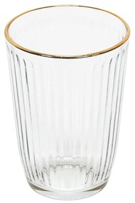 Prążkowana szklanka ze złotym brzegiem, 395 ml