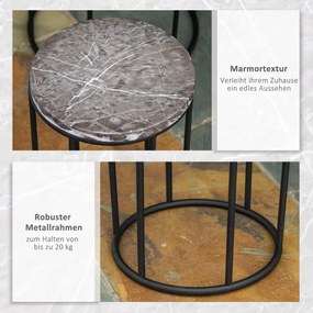 Outsunny Zestaw 3 metalowych stojaków na kwiaty, marmurowy wzór, możliwość układania w stos