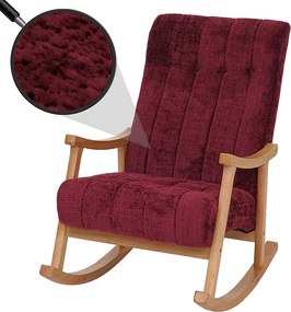 Fotel bujany MCW-K10, bordowy, rama naturalna