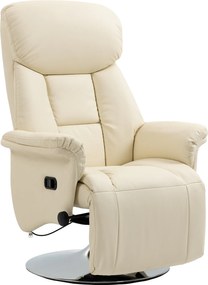 HOMCOM Fotel relaksacyjny, funkcja leżenia, wygląd skóry, podnóżek, do 150 kg, 78 x 80 x 109 cm, Kremowy | Aosom PL