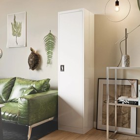 Biurowa szafa metalowa na akta ALEX, 450 x 1850 x 400 mm, biała