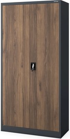 Szafa metalowa wielofunkcyjna antracytowa / orzech: Eco Design DAWID, 900 x 1850 x 450 mm