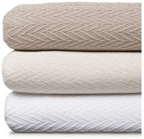 Kremowa narzuta z bawełny z recyklingu 180x260 cm Spike – Ixia
