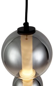 Lampa wisząca Art Deco czarna z przydymionym i przezroczystym szkłem, 5-punktowa z LED - Lizzy ArtDeco Oswietlenie wewnetrzne