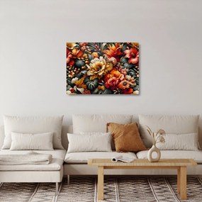 Obraz na szkle - Pomarańczowo-czerwone kwiaty (70x50 cm)