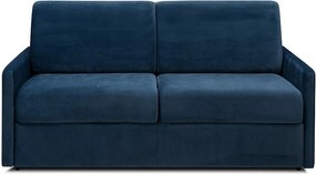 Kanapa 2-osobowa rozkładana typu express z granatowego weluru z siedziskiem z pianki z pamięcią kształtu - Powierzchnia 120 cm - Materac 14 cm CALIFE