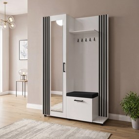 Masseno Garderoba ARMADIO 137/207/42 cm do Przedpokoju Nowoczesna Biała