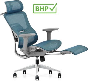 Ergonomiczny fotel biurowy Homer z podnóżkiem i wieszakiem, zgodny z normą BHP