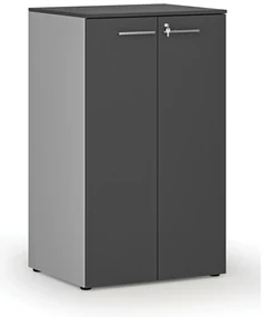 Szafa biurowa z drzwiami PRIMO GRAY, 3 półki, 1335 x 800 x 640 mm, szary/grafit