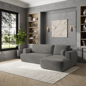 Masseno Narożnik SENTI z funkcją spania i pojemnikiem na pościel Narozniki L, Rozkładana sofa - Szary, KRONOS 15