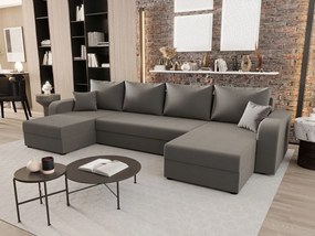 BEDANTE narożnik w kształcie U HEWLET U BIS Sawana 21 szary z funkcją spania sofa w kształcie litery U z pojemnikiem na pościel