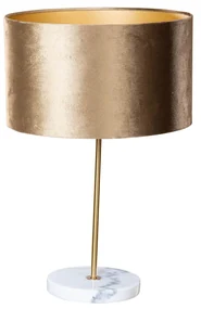 Lampa stołowa mosiężna z brązowym aksamitnym abażurem 35 cm - Kaso klasyczny/Antyczny Oswietlenie wewnetrzne