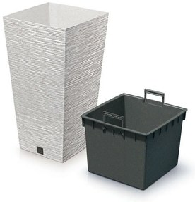 Doniczka FURU SQUARE ECO WOOD z wkładem 30 cm, biały ECO, M