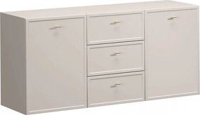 Komoda wisząca Lorini 150 cm z szufladami - kaszmir / złote uchwyty T-bar