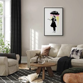 Plakat Dziewczynka z parasolką 60x90 cm z ramą czarną z marginesem ARTGEIST B