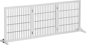 PawHut Barierka Ochronna dla Psów Drewniana Bramka Biała Sosnowa 185x36x71cm | Aosom PL