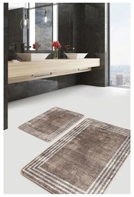 Brązowe aksamitne dywaniki łazienkowe zestaw 2 szt. 60x100 cm – Mila Home