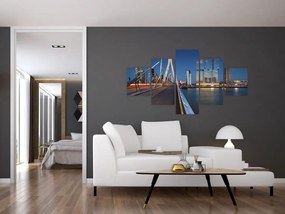 Obraz - Zmierzch w Rotterdamie, Holandia (125x70 cm)