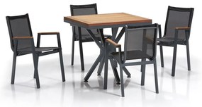 Czarny aluminiowy zestaw mebli ogrodowych dla 4 osób Samara – Floriane Garden
