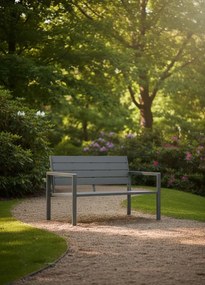 Szara ławka ogrodowa z oparciem P3-R25