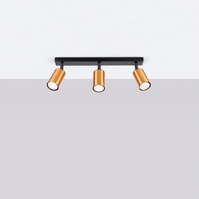 Plafony nowoczesny Glois, stal - 3 źródło światła 4000K - L.45 x H.18.5 cm - czarny/miedź