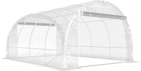 Outsunny Tunel foliowy (polytunnel), szklarnia z możliwością wejścia z ocynkowaną stalową ramą i odporną na UV pokrywą PE, przezroczysty | Aosom PL