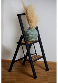 Czarna aluminiowa antypoślizgowa drabina składana Wenko Stepladder II.